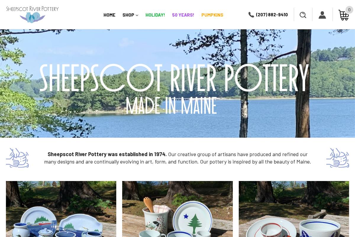 sheepscotriverpottery.com homepage screenshot