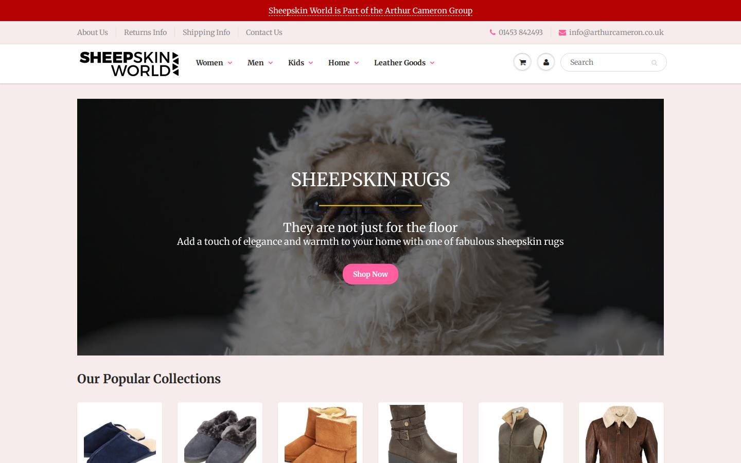 Sheepskinworld homepage screenshot