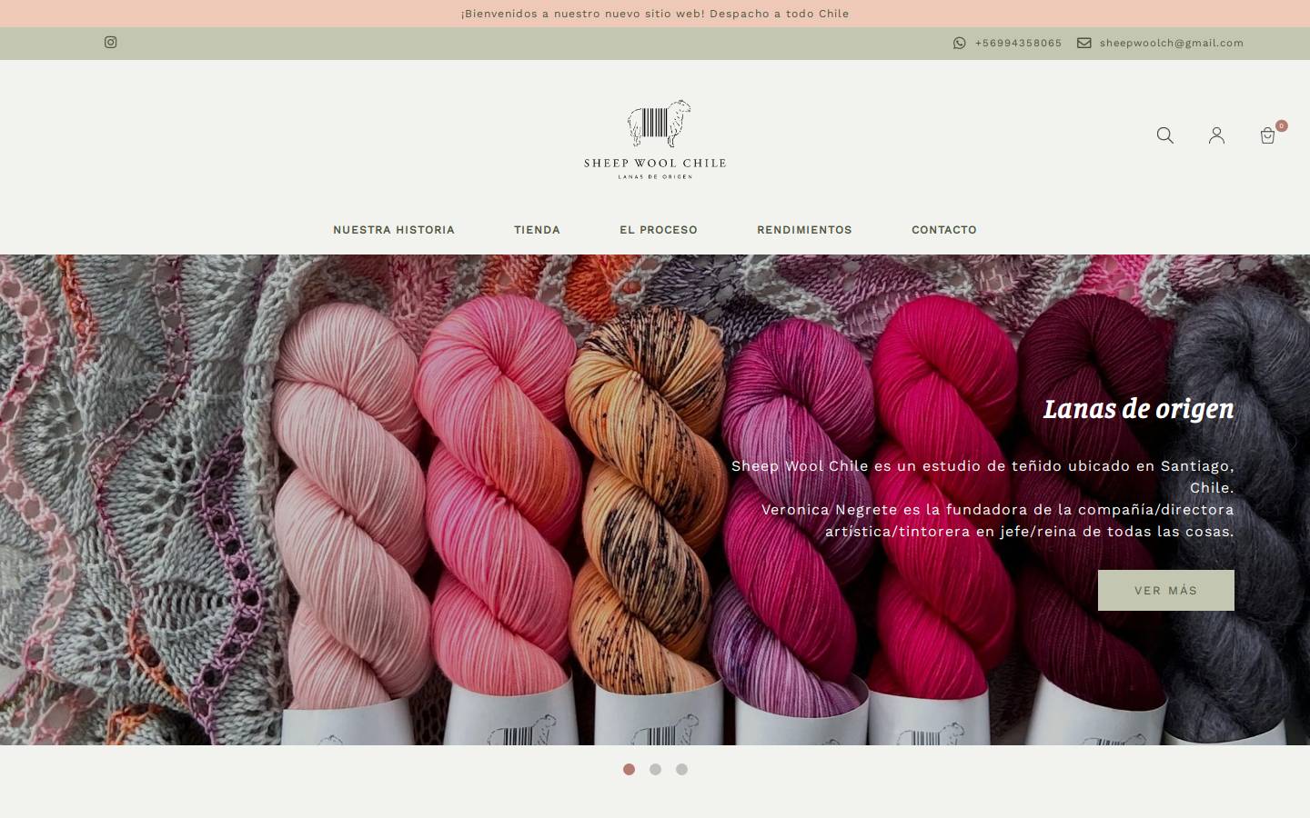 sheepwoolchile.com homepage screenshot