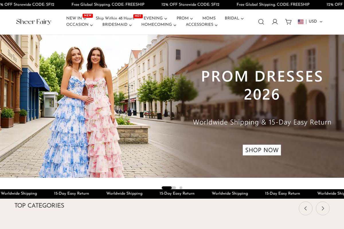 sheerfairy.com homepage screenshot