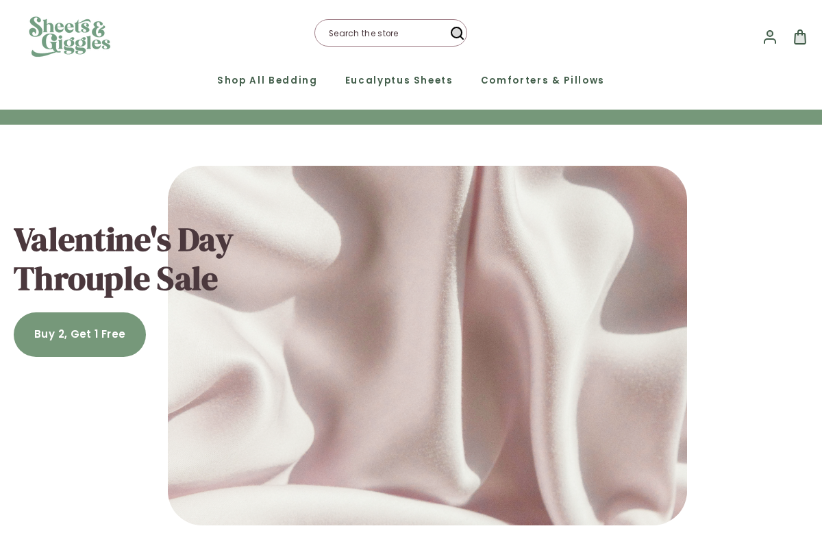 Sheets & Giggles homepage screenshot