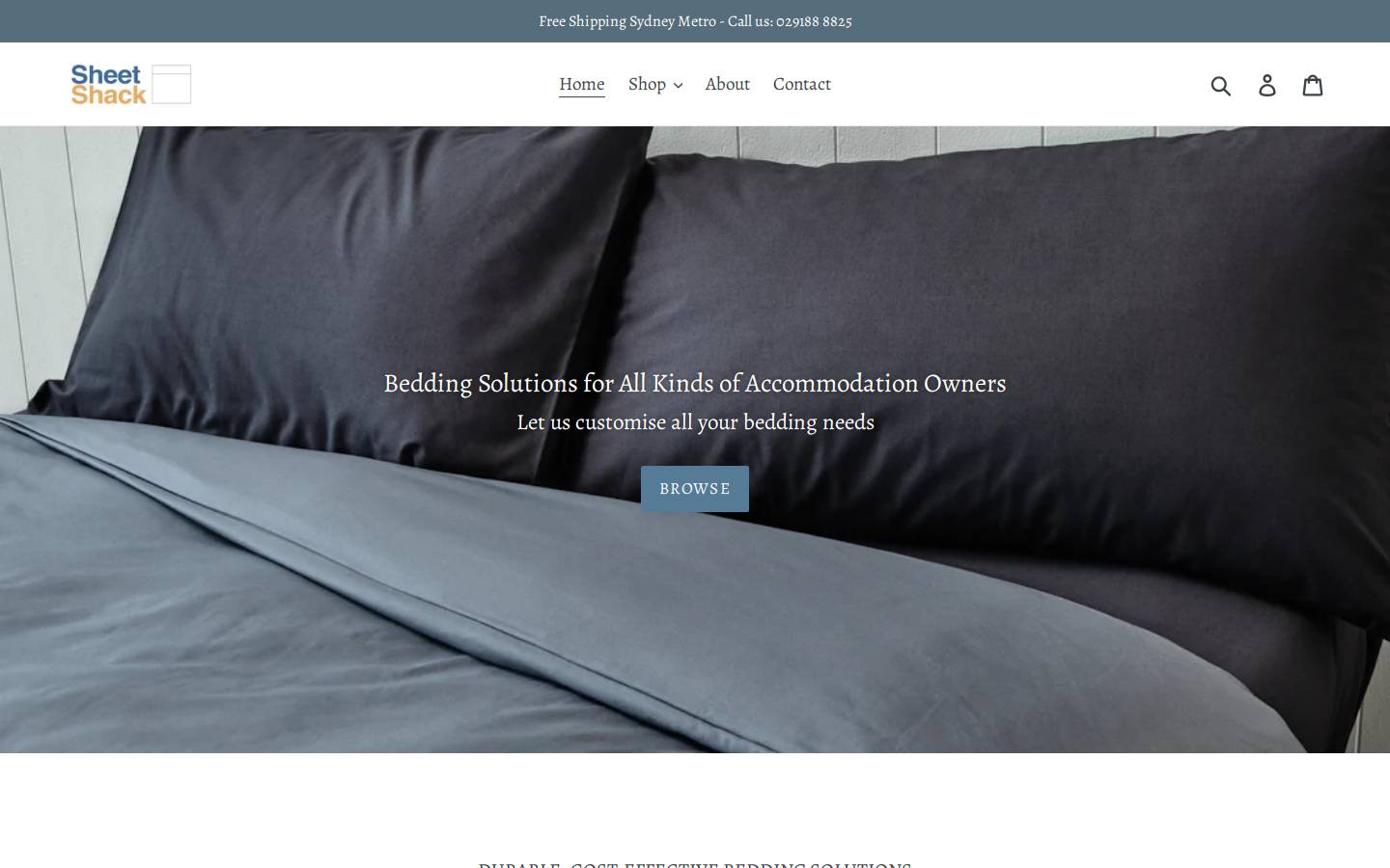 sheetshack.com.au homepage screenshot