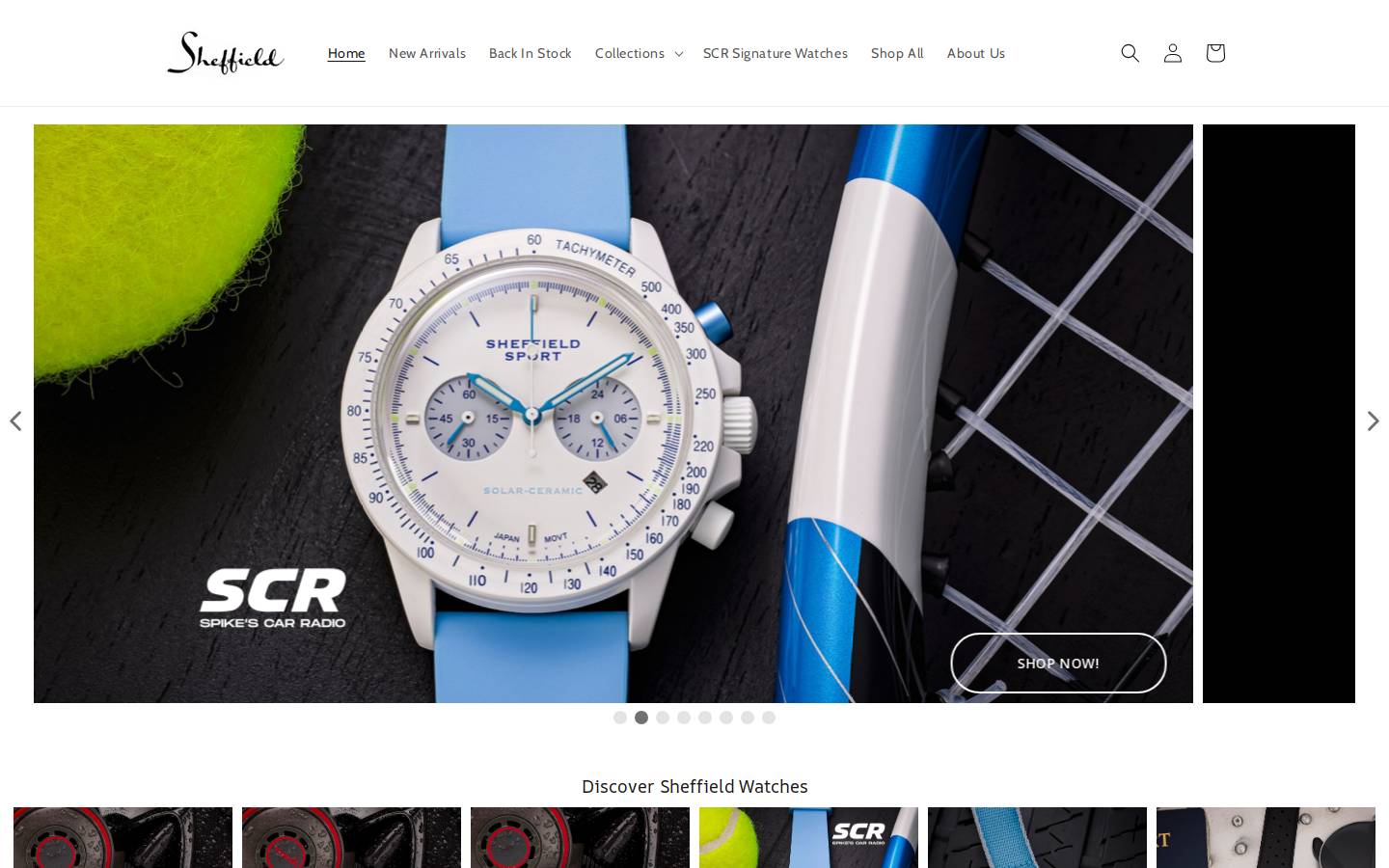 sheffieldwatches.com homepage screenshot
