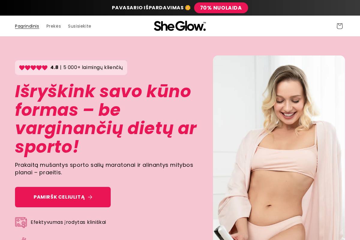 sheglow.lt homepage screenshot