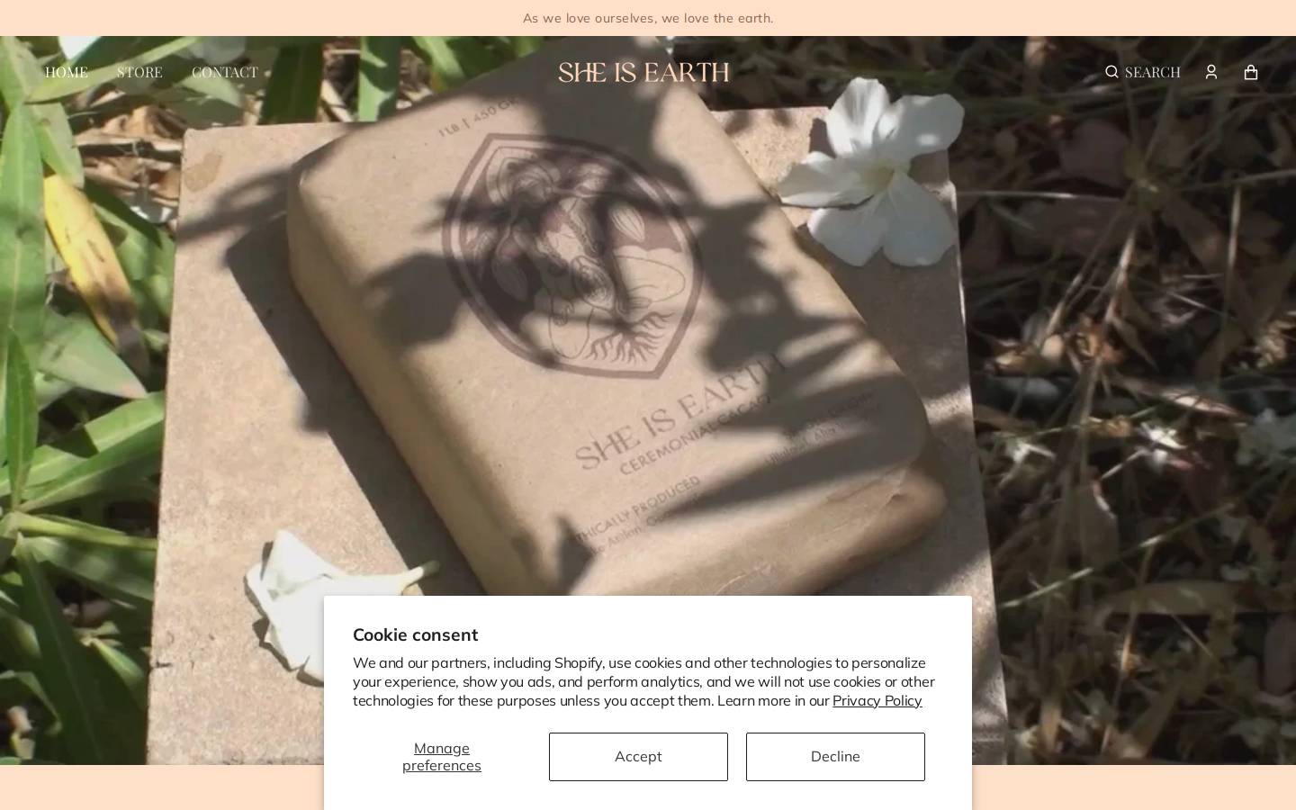 sheisearth.love homepage screenshot