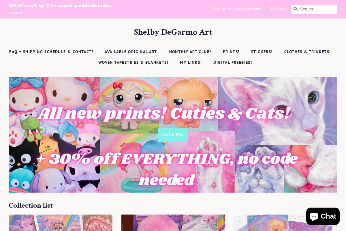 Shelby DeGarmo Art homepage screenshot