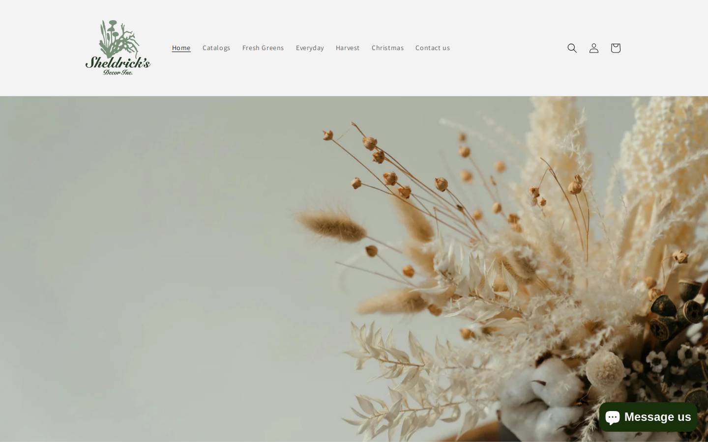 sheldricksdecor.com homepage screenshot