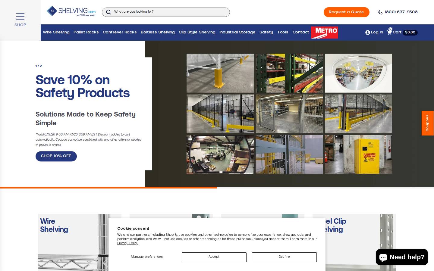 Shelving homepage screenshot
