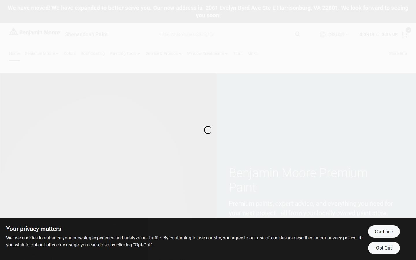 shenandoahpaint.com homepage screenshot