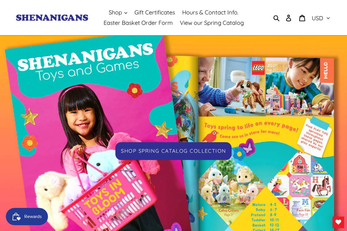 shenanigans.toys homepage screenshot