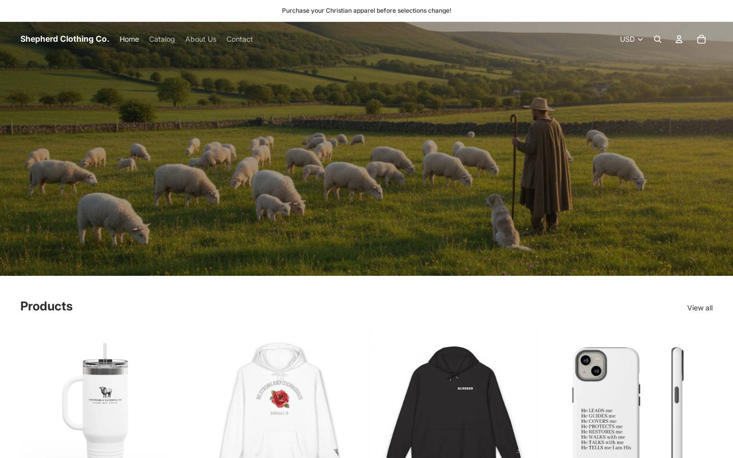 shepherdclothingco.com homepage screenshot