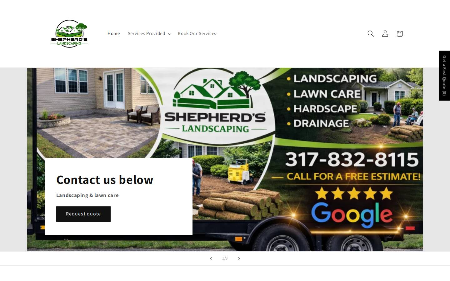 shepherds-landscaping.com homepage screenshot