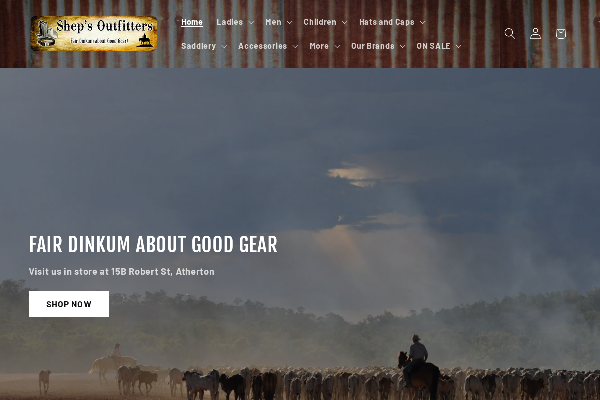 shepsoutfitters.com.au homepage screenshot