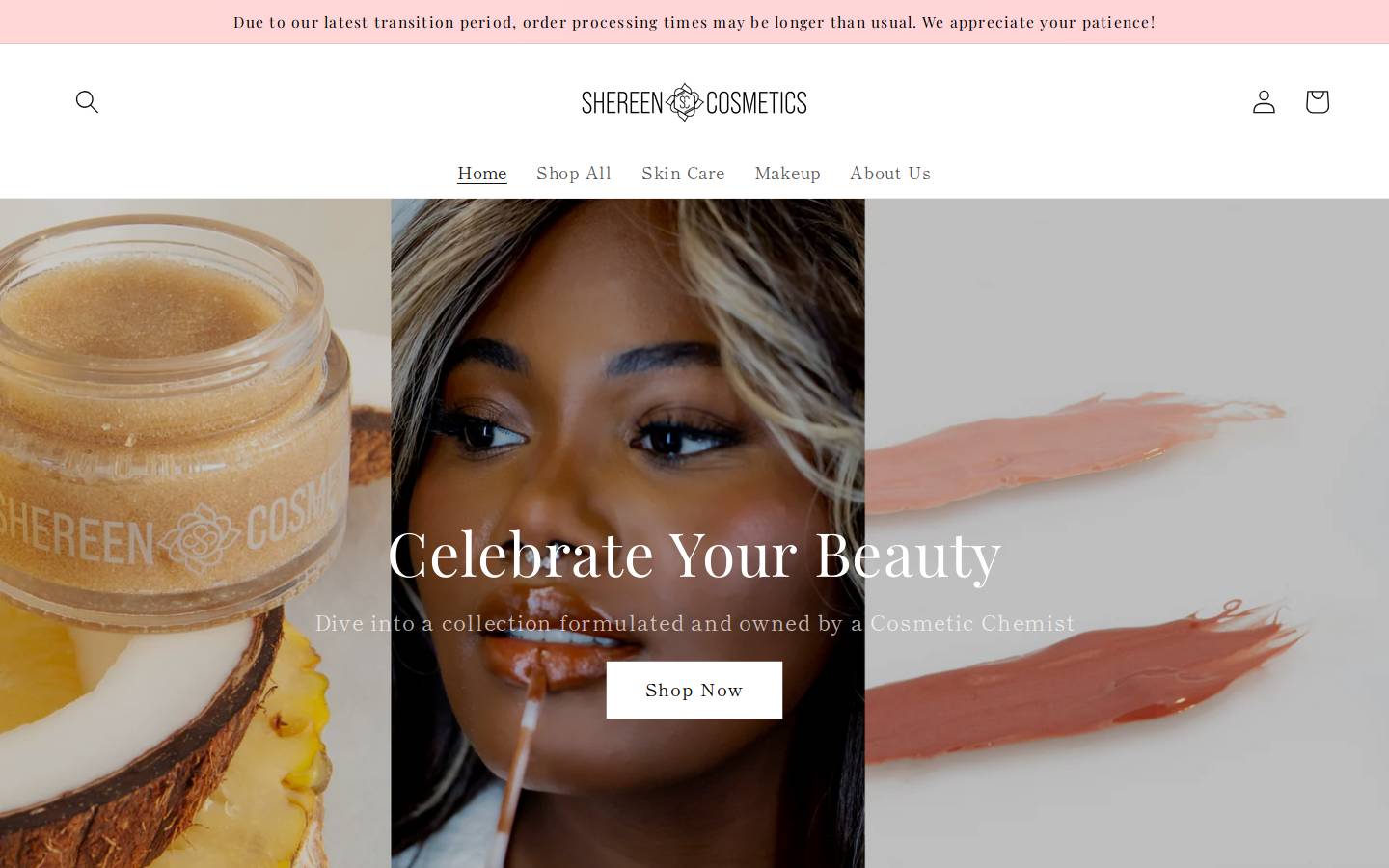 shereencosmetics.com homepage screenshot