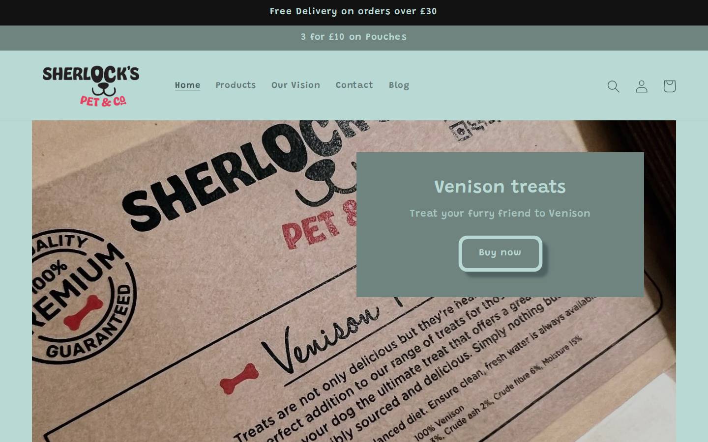 sherlockspetandco.com homepage screenshot