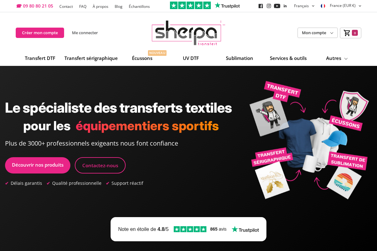 Sherpa Transfert homepage screenshot