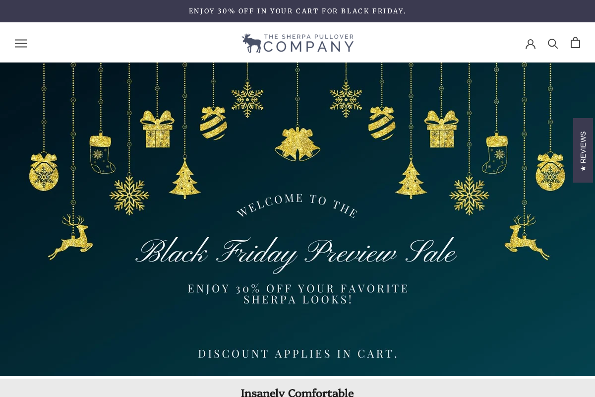 The Sherpa Pullover Company homepage screenshot