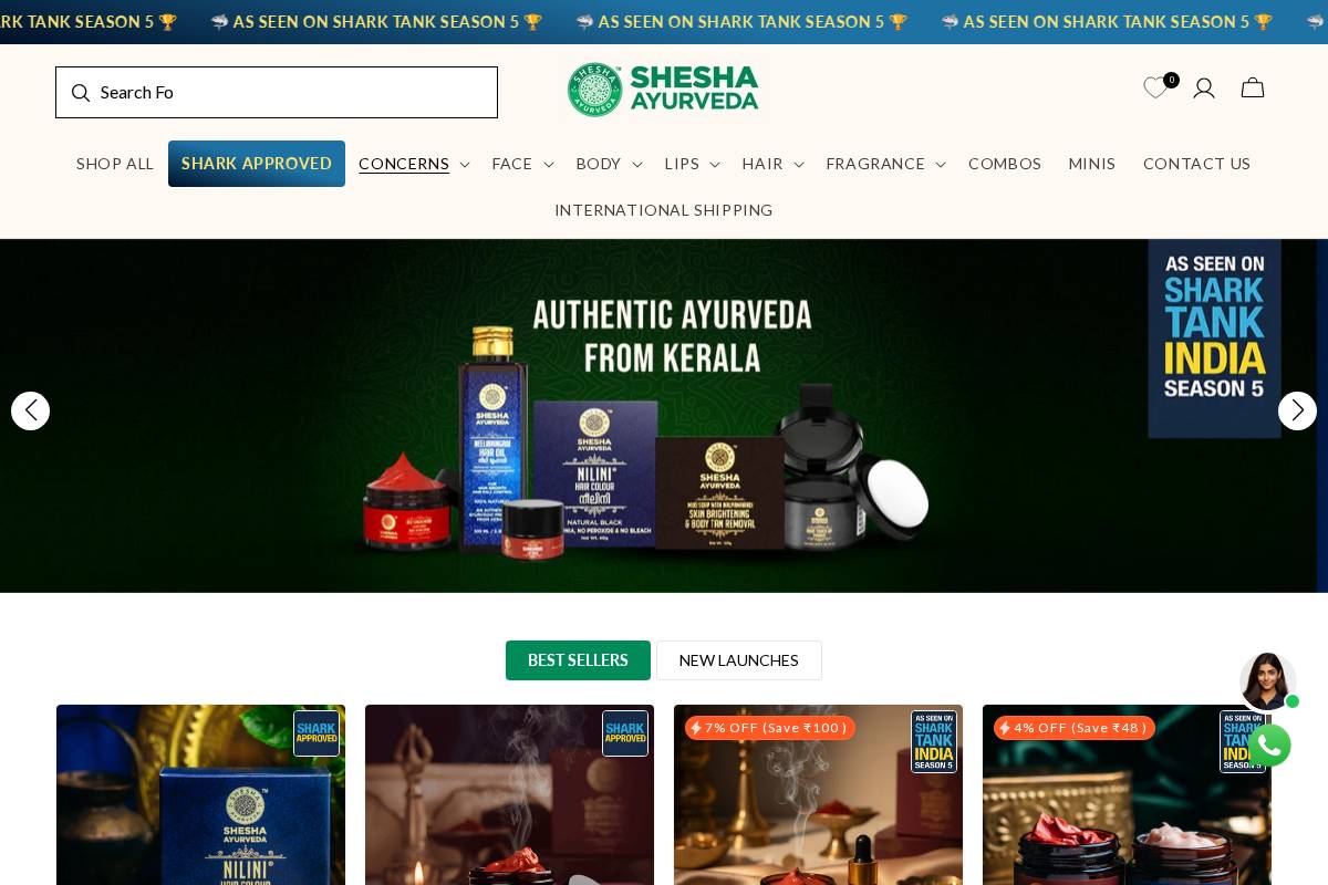 sheshaayurveda.com homepage screenshot