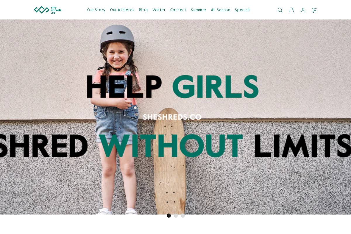 sheshreds.co homepage screenshot