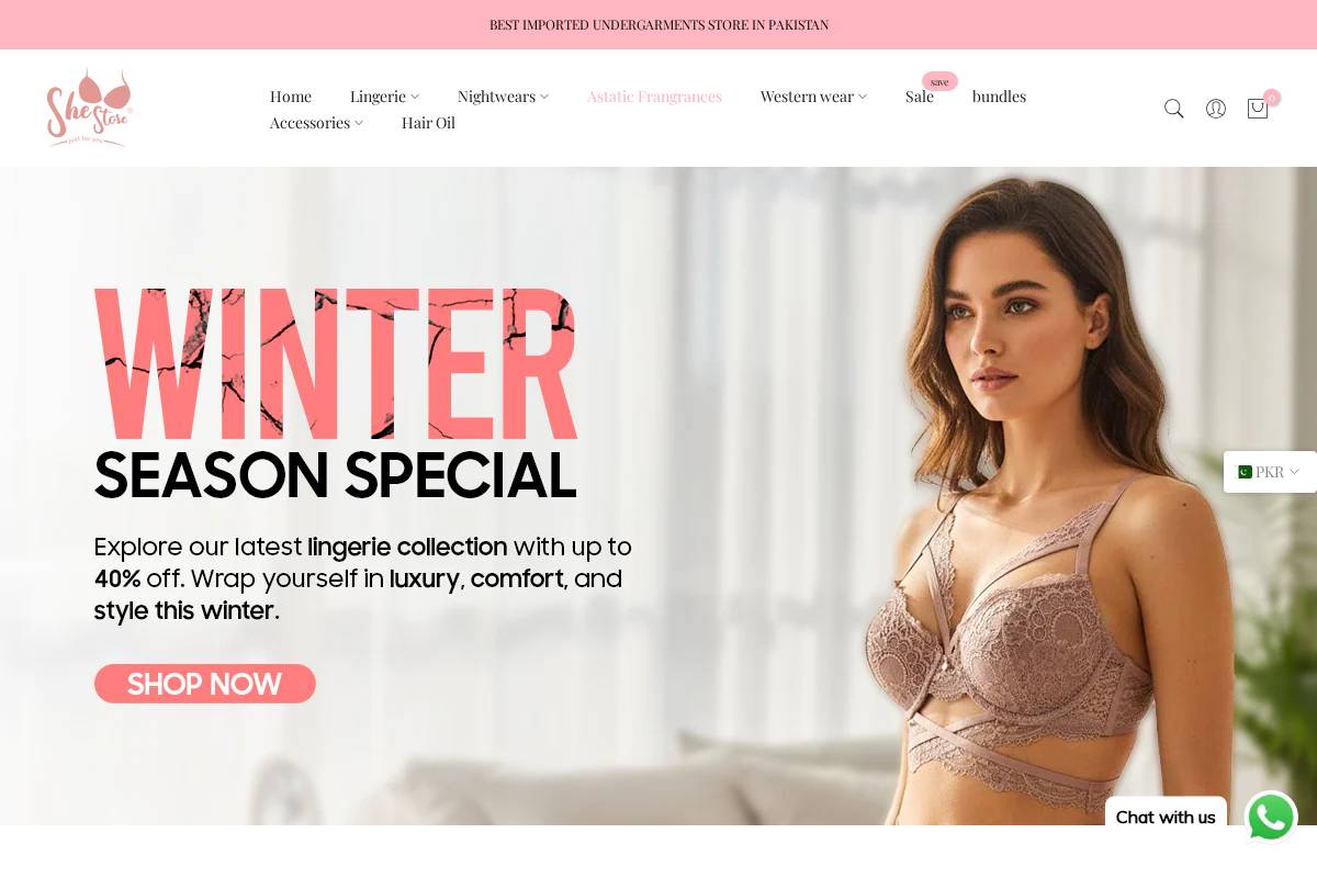 shestore.com.pk homepage screenshot