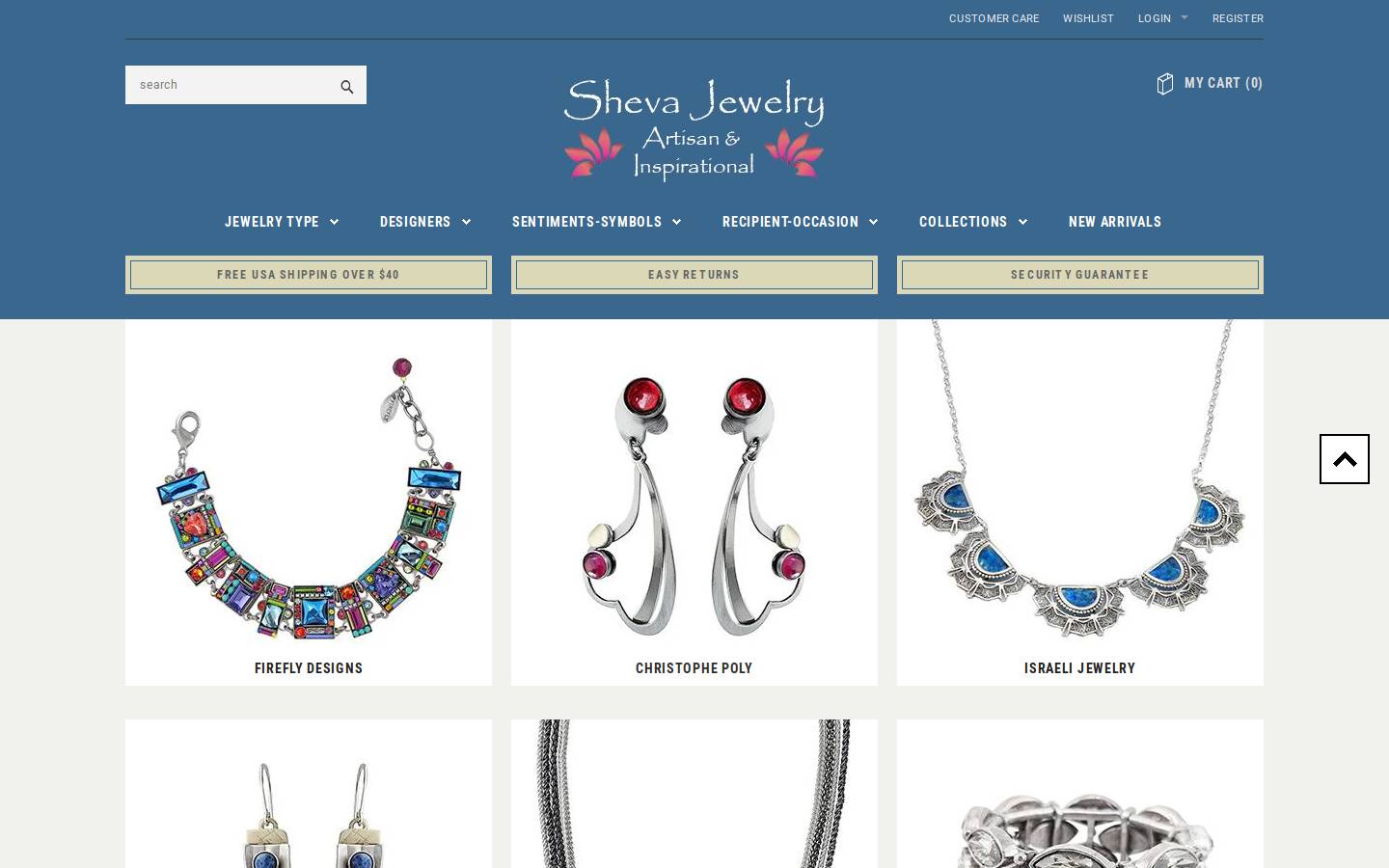 shevajewelry.com homepage screenshot