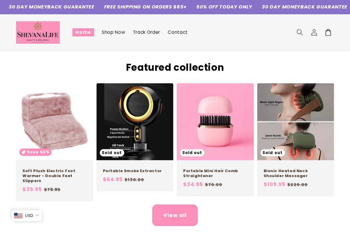 shevana homepage screenshot