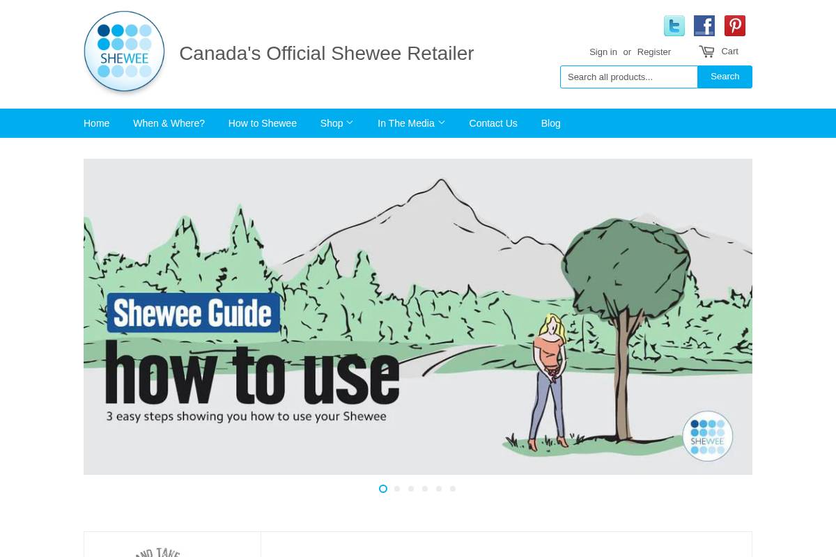Shewee homepage screenshot