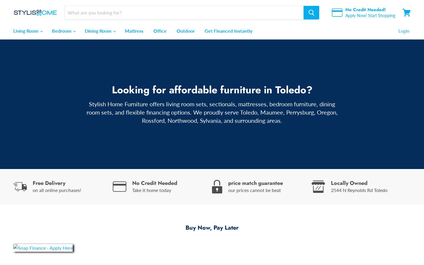 shfurniture.com homepage screenshot