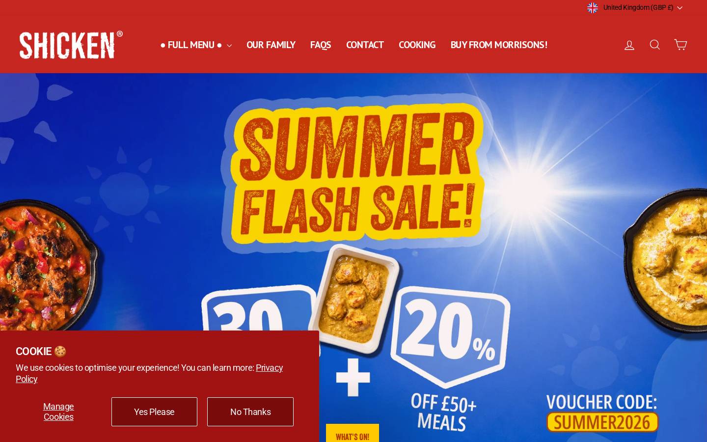 Shicken Foods homepage screenshot