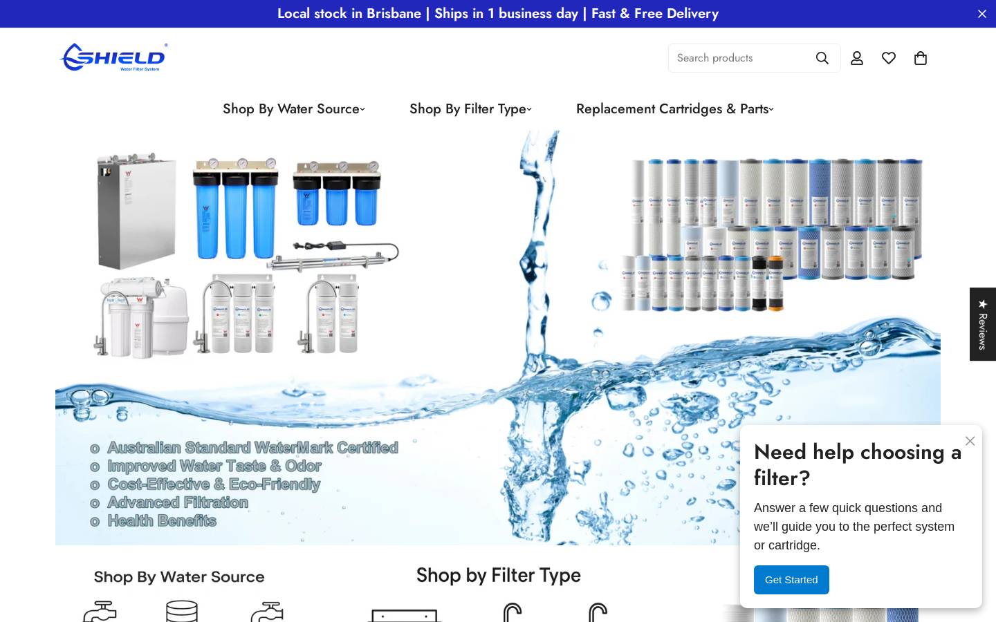 shieldfilters.com homepage screenshot