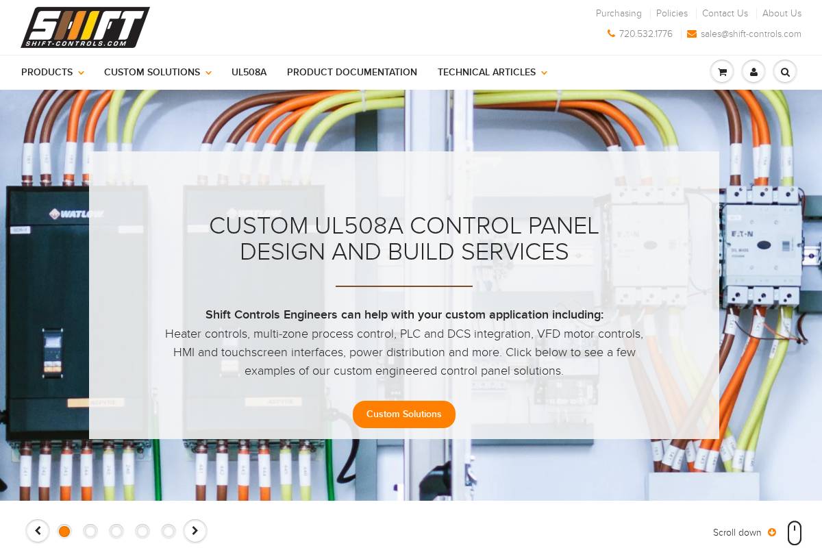 shift-controls.com homepage screenshot