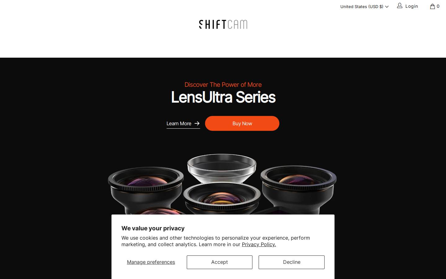 ShiftCam homepage screenshot