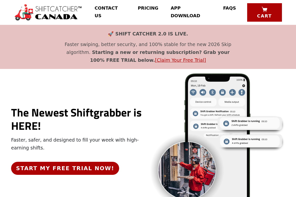ShiftCatcher Canada homepage screenshot
