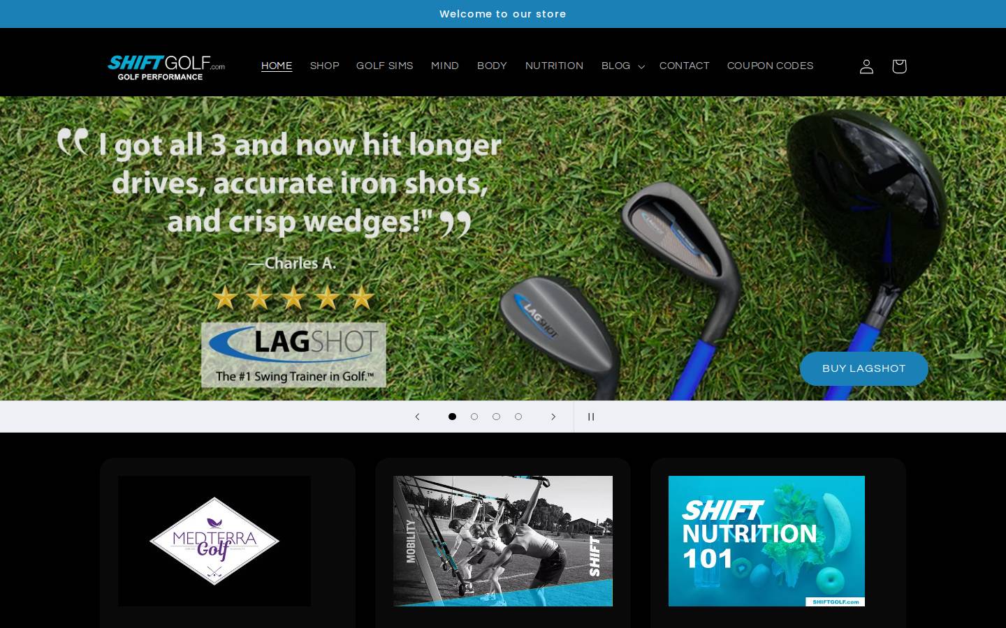 shiftgolf.com homepage screenshot