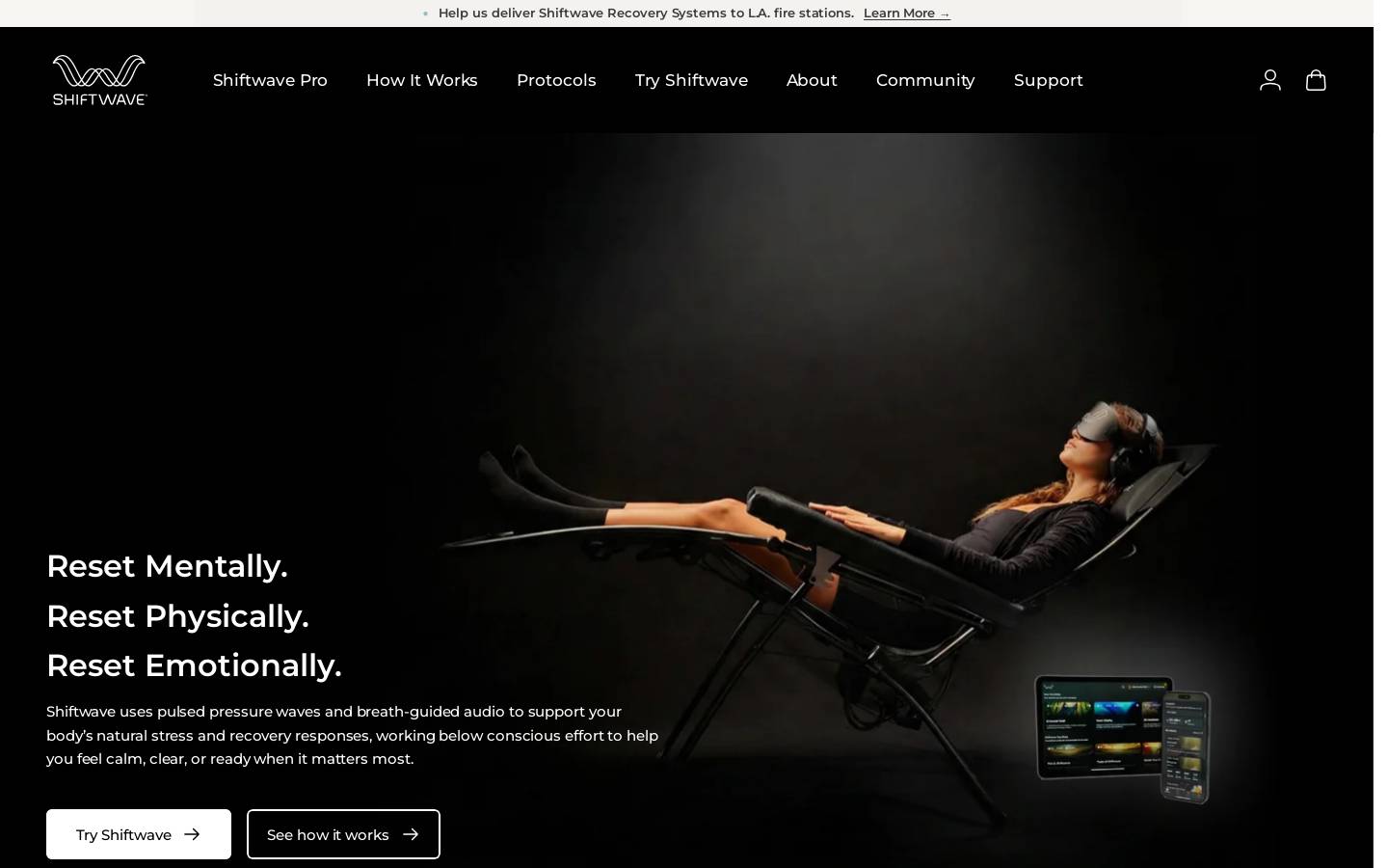 Shiftwave homepage screenshot