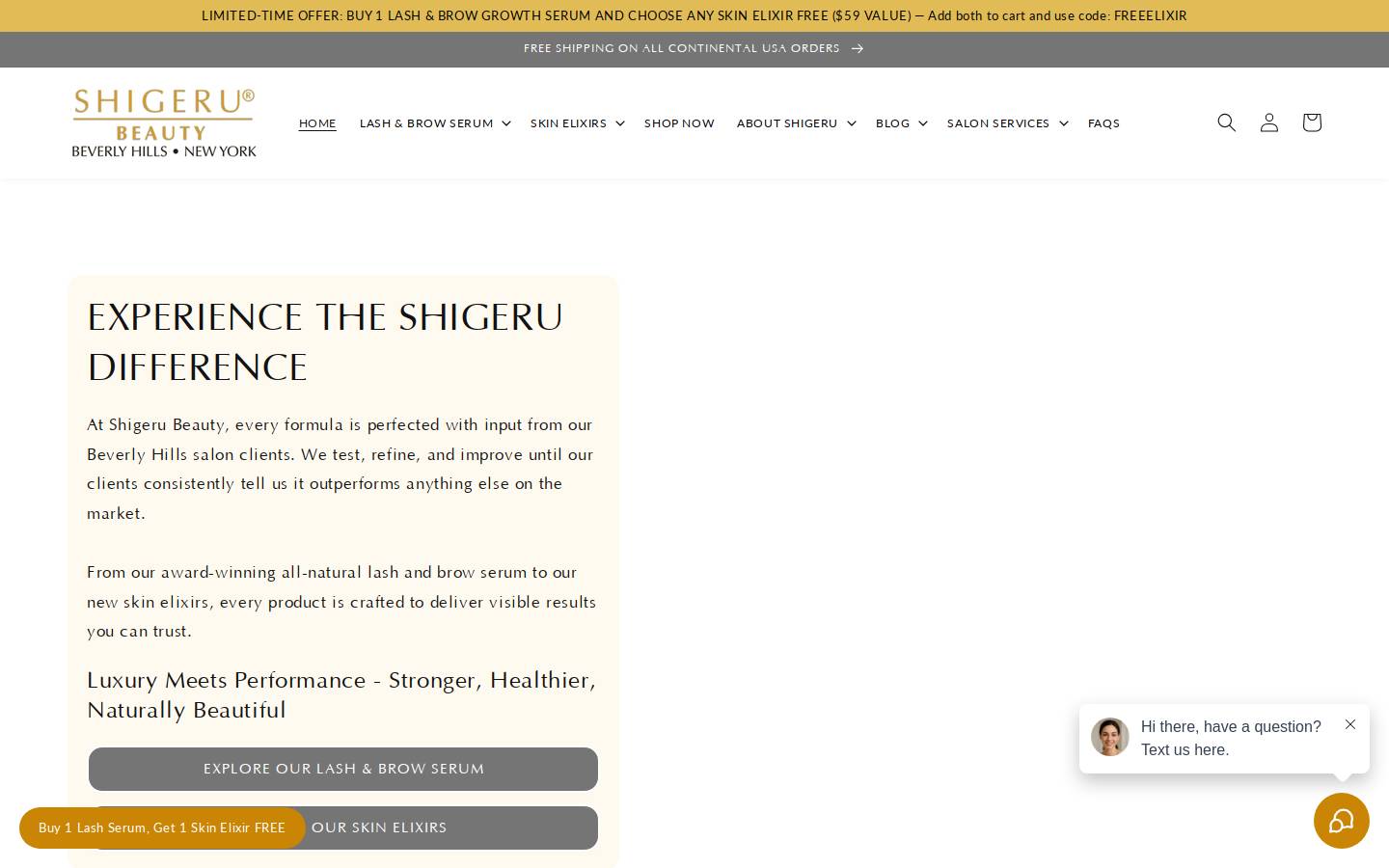 Shigerubeauty homepage screenshot