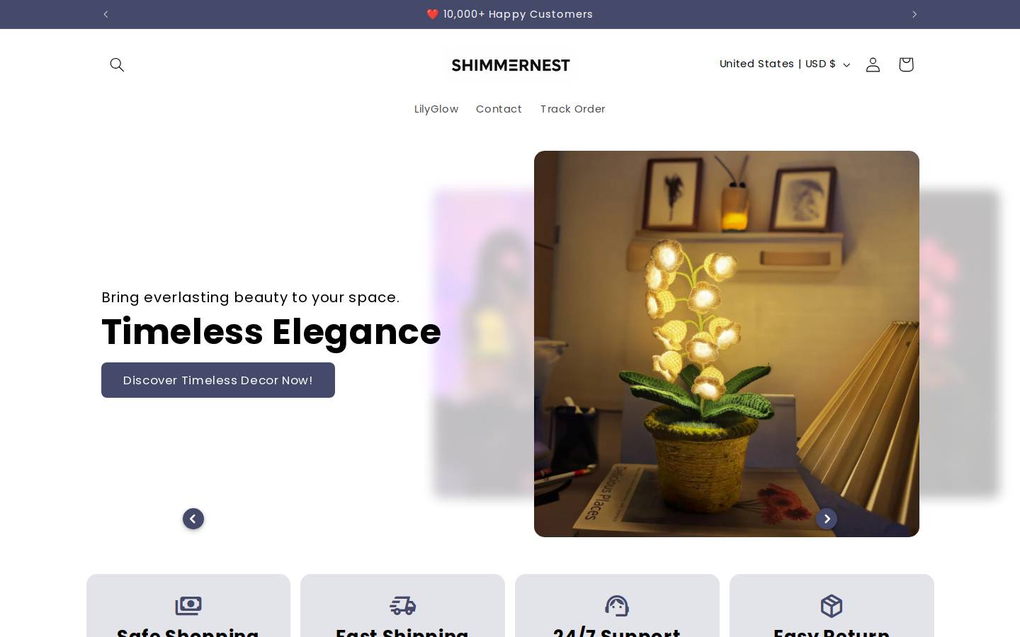 shimmernest.com homepage screenshot