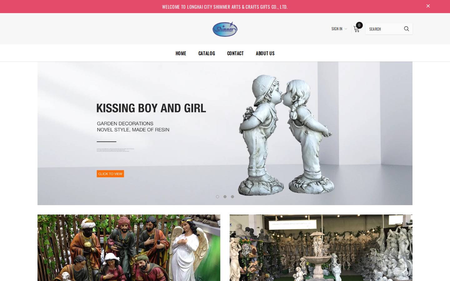 shimmerstatue.com homepage screenshot