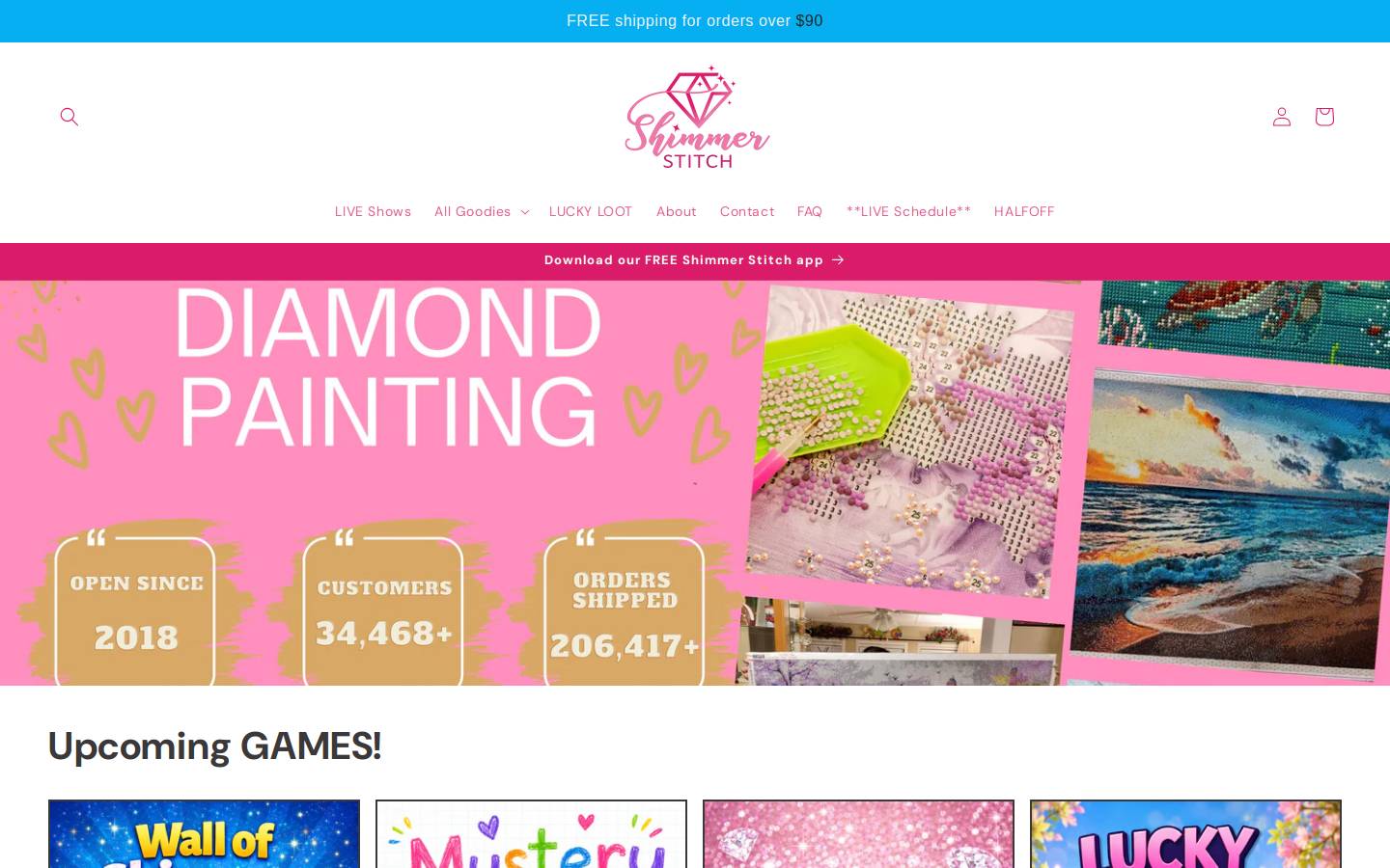 shimmerstitch.com homepage screenshot