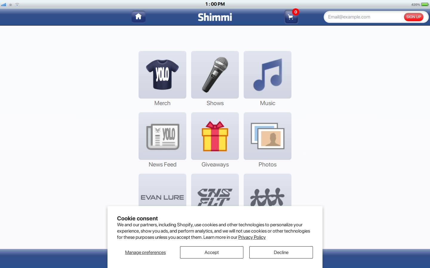 shimmi.eu homepage screenshot