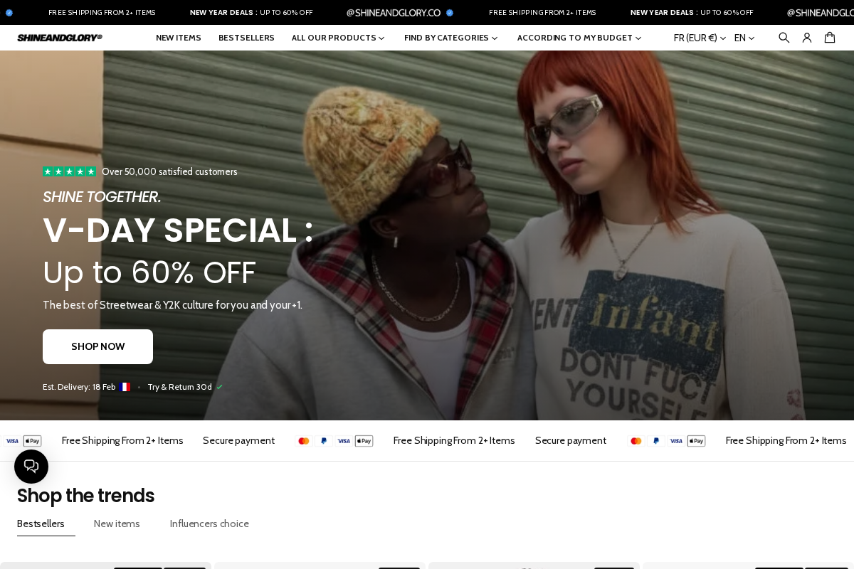 SHINEANDGLORY homepage screenshot