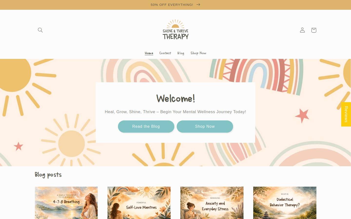 shineandthrivetherapy.com homepage screenshot