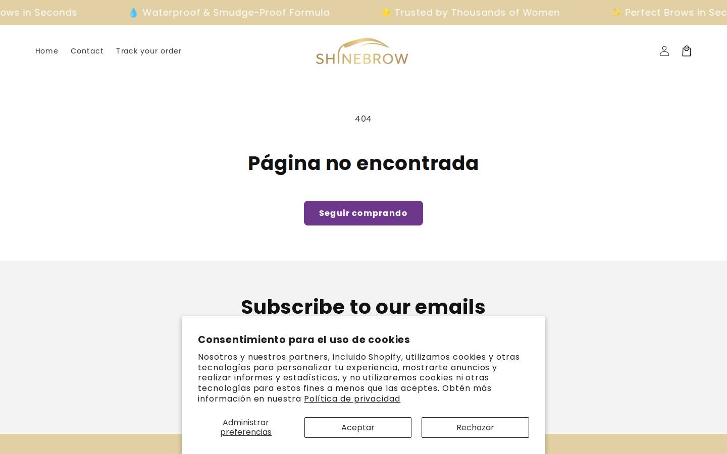 shinebrow.com homepage screenshot