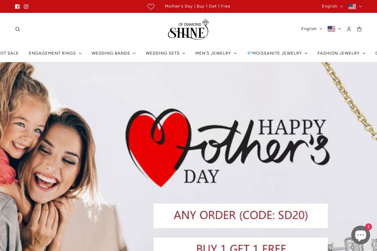 Shineofdiamond homepage screenshot
