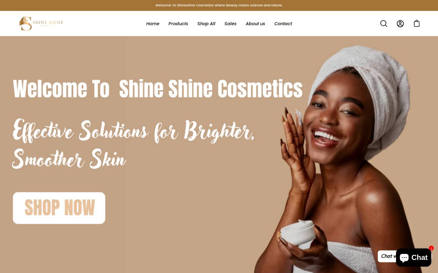 shineshinecosmetics.net homepage screenshot