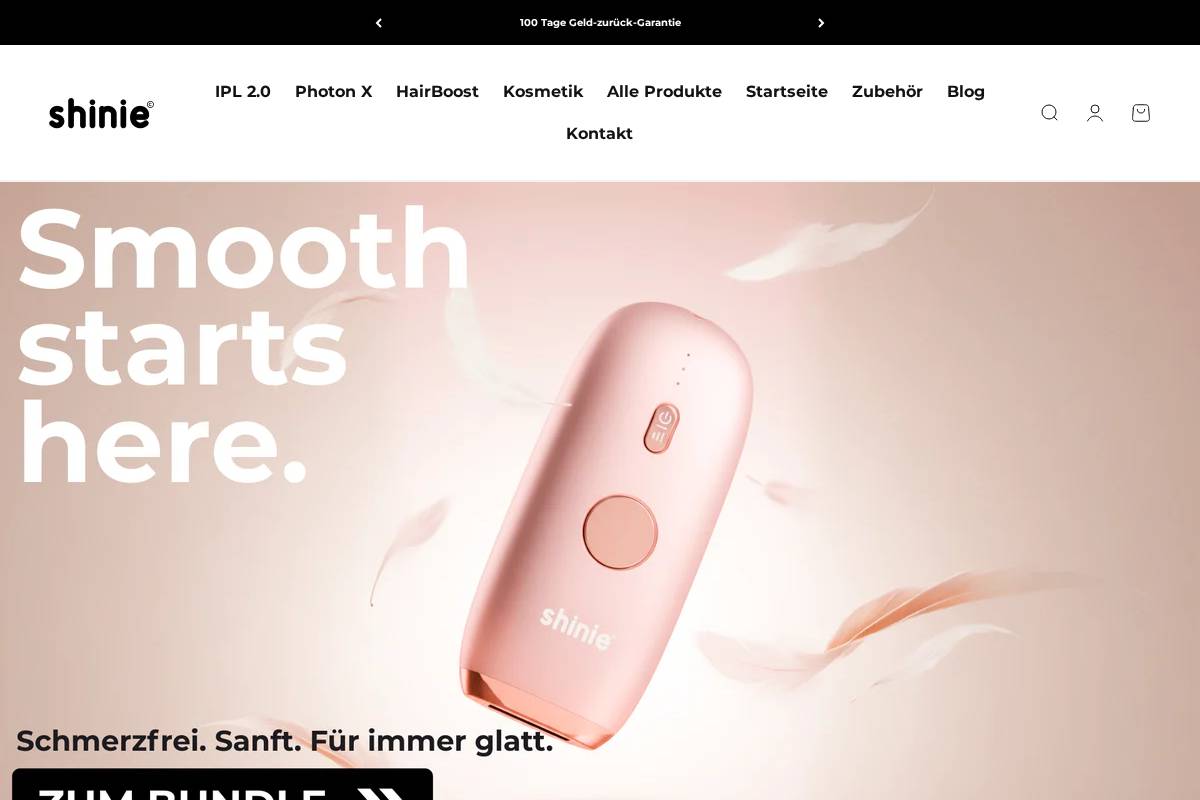 Shinie homepage screenshot