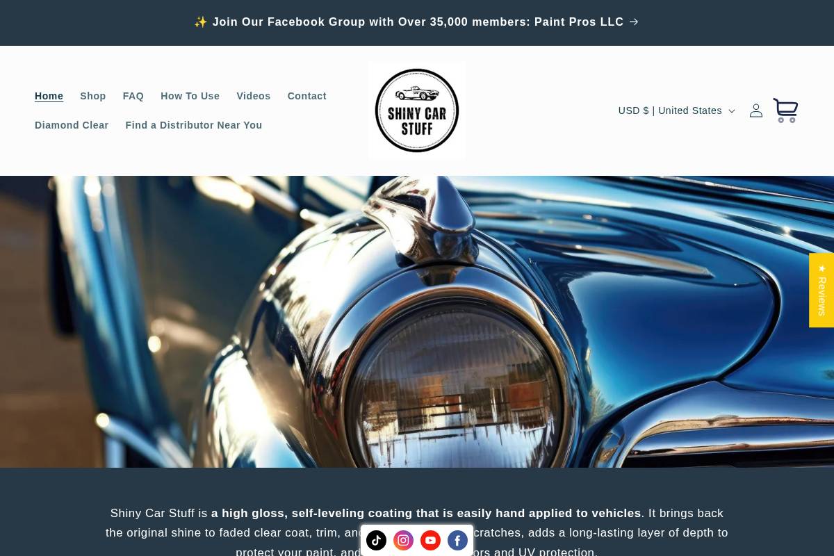 shinycarstuff.com homepage screenshot