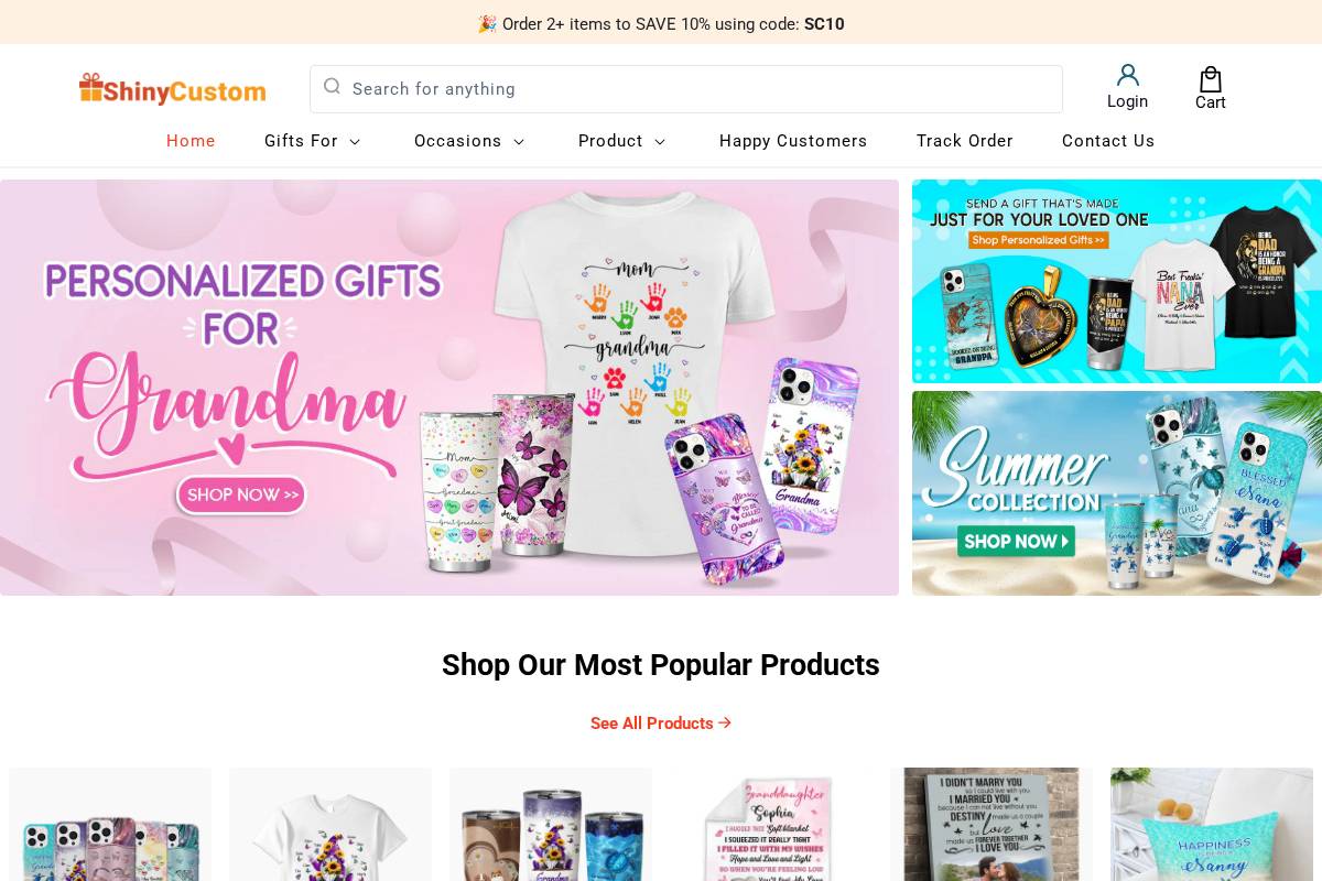 ShinyCustom homepage screenshot