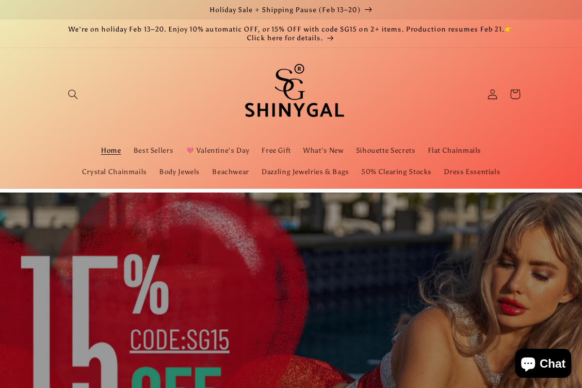 ShinyGal homepage screenshot