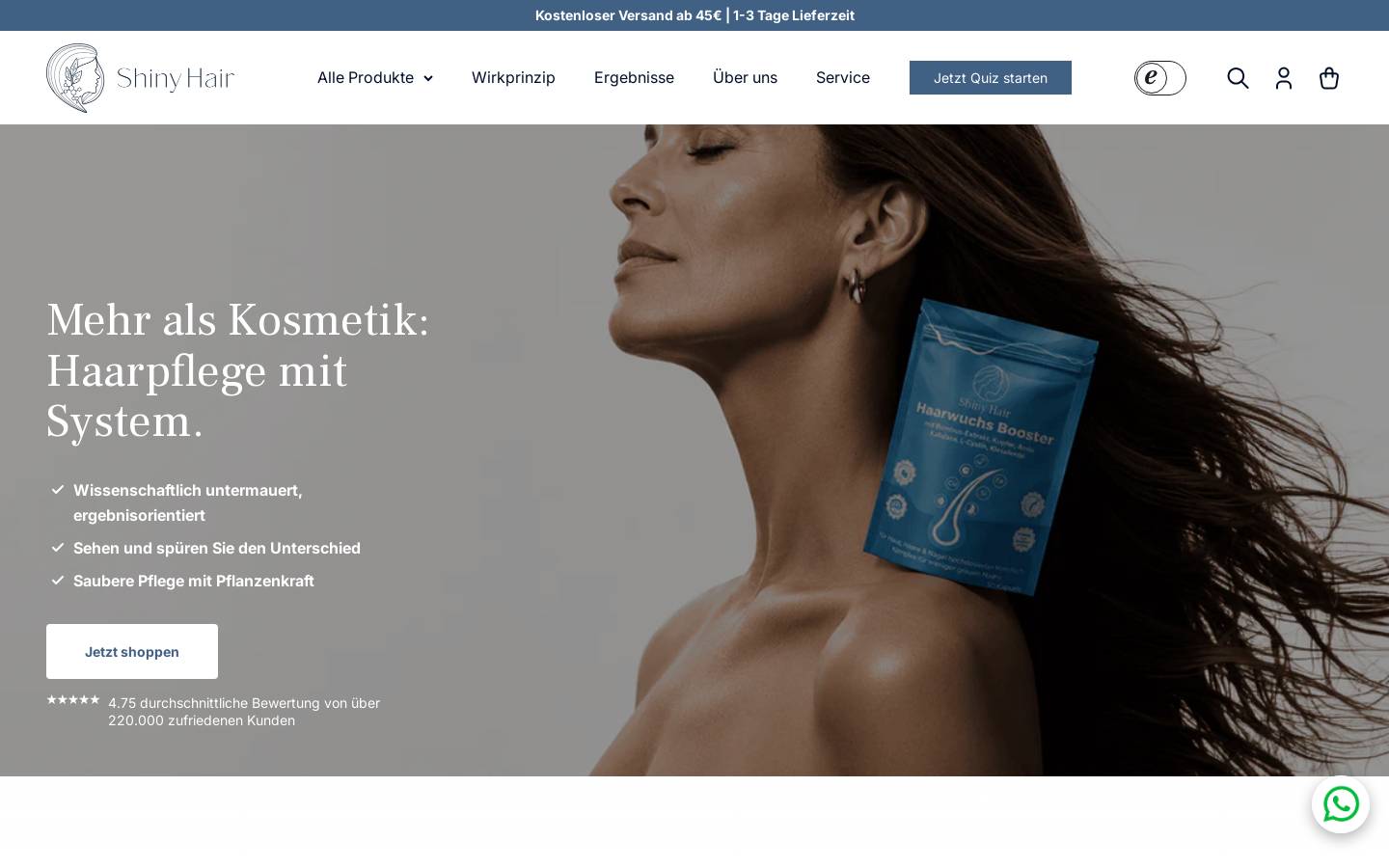 ShinyHair homepage screenshot